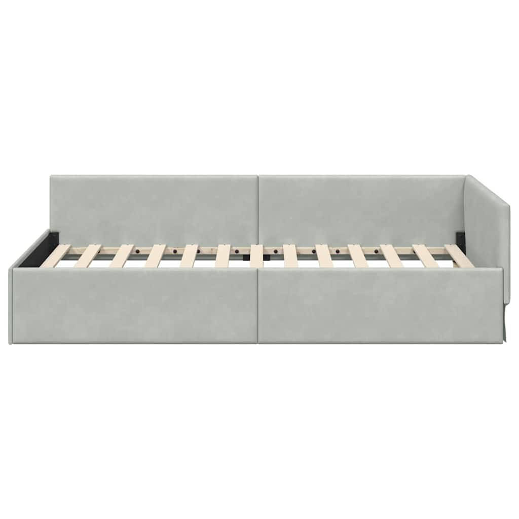 Eckbettgestell Hellgrau 100 x 200 cm Samt