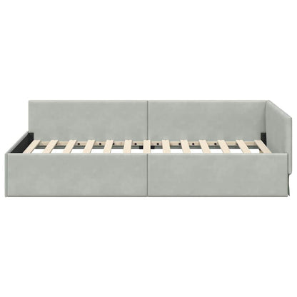 Eckbettgestell Hellgrau 100 x 200 cm Samt