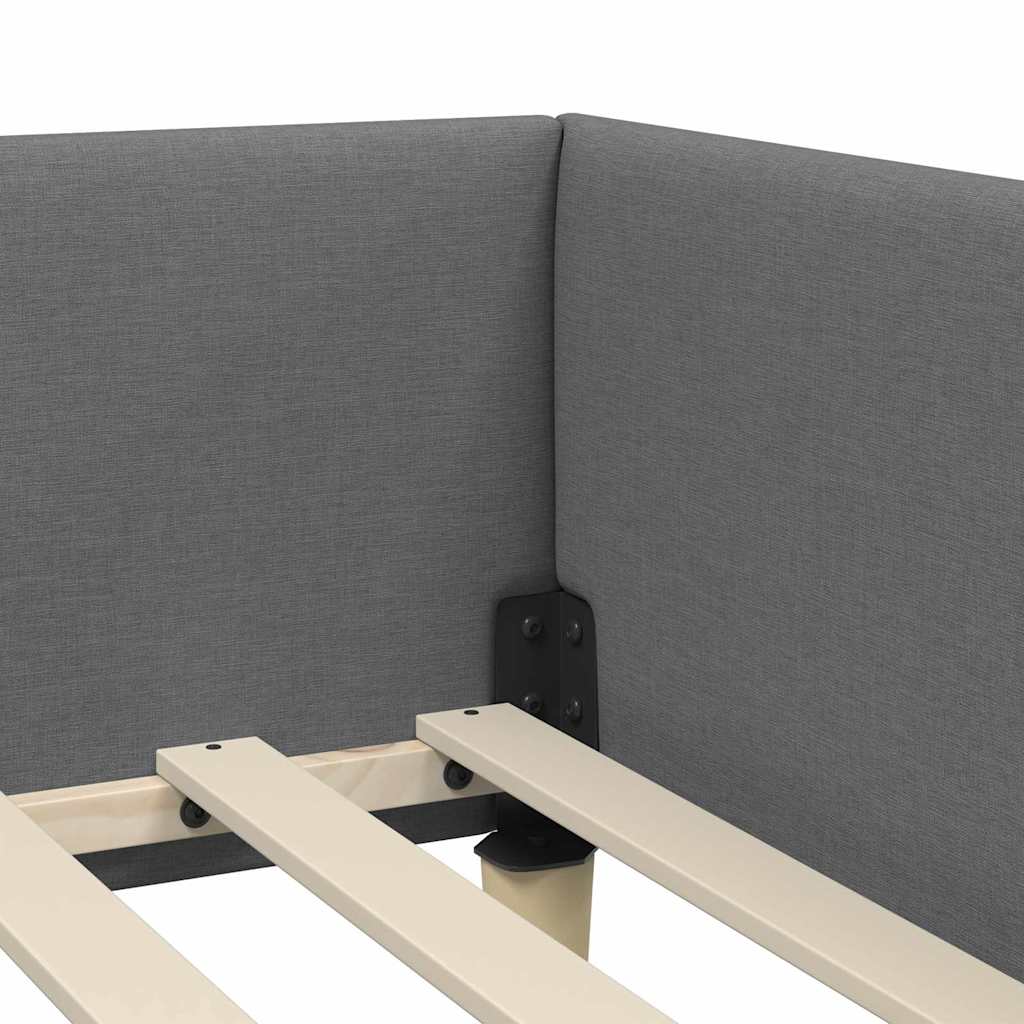 Eckbettgestell Dunkelgrau 90 x 190 cm Stoff
