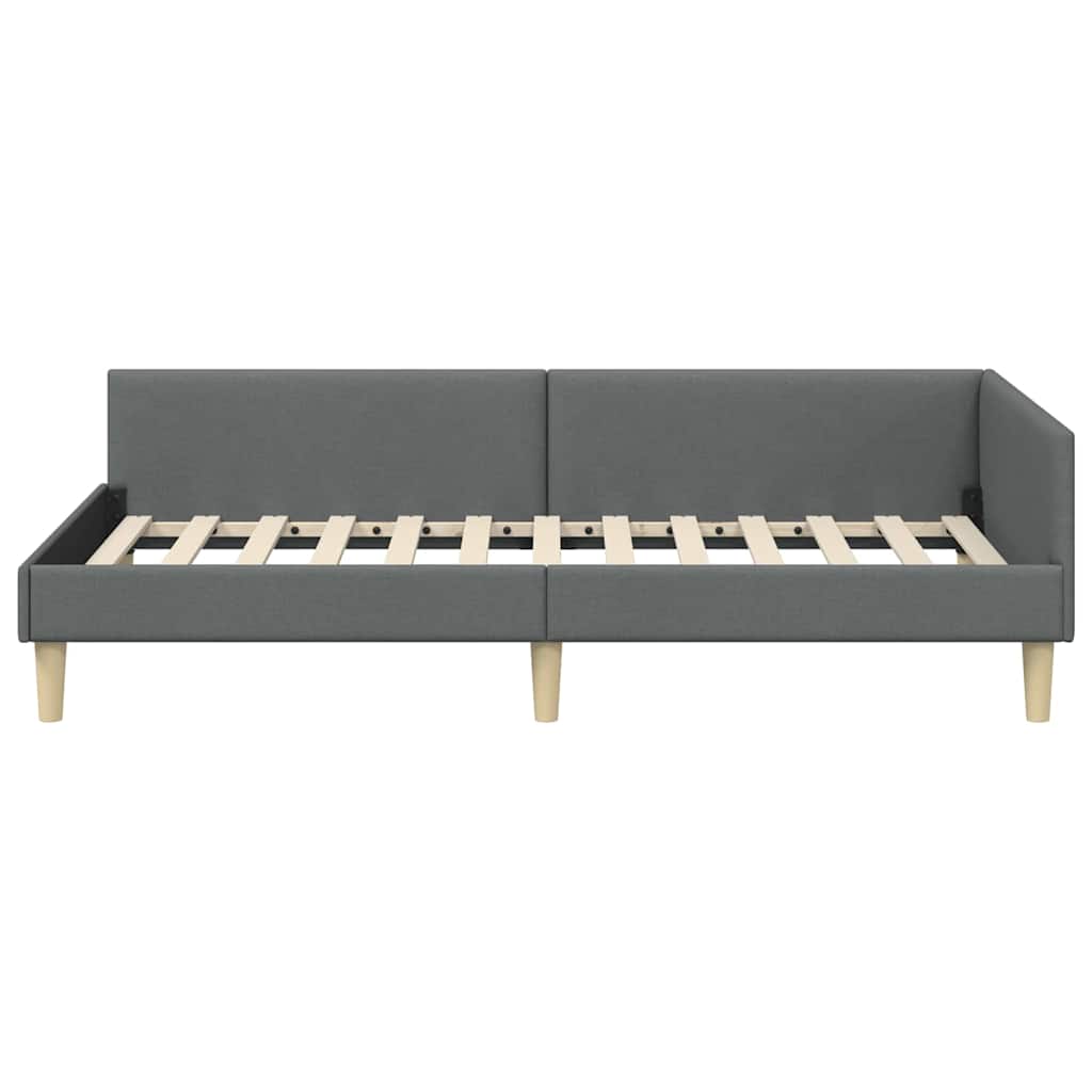 Eckbettgestell Dunkelgrau 90 x 190 cm Stoff