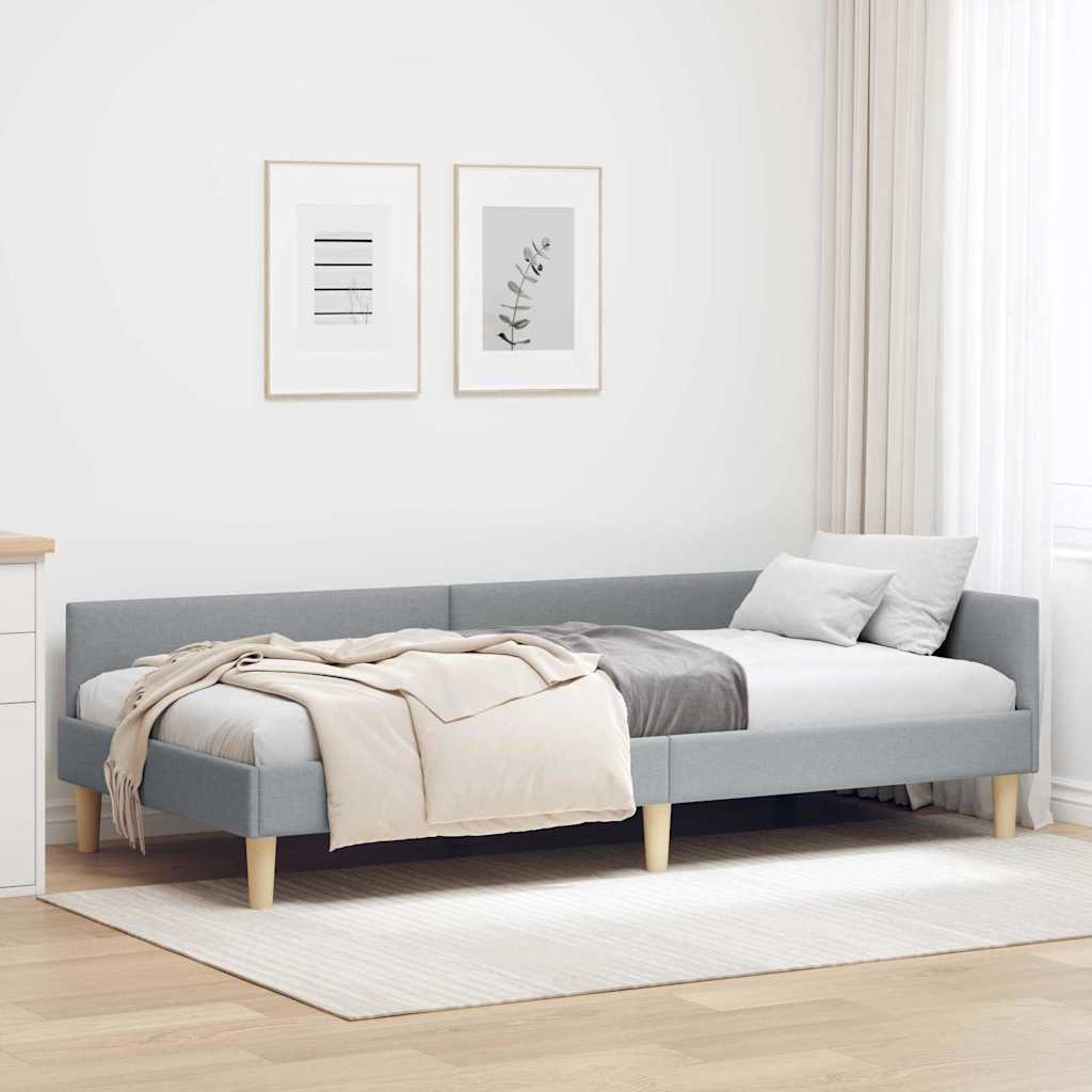 Eckbettgestell Hellgrau 90 x 200 cm Stoff