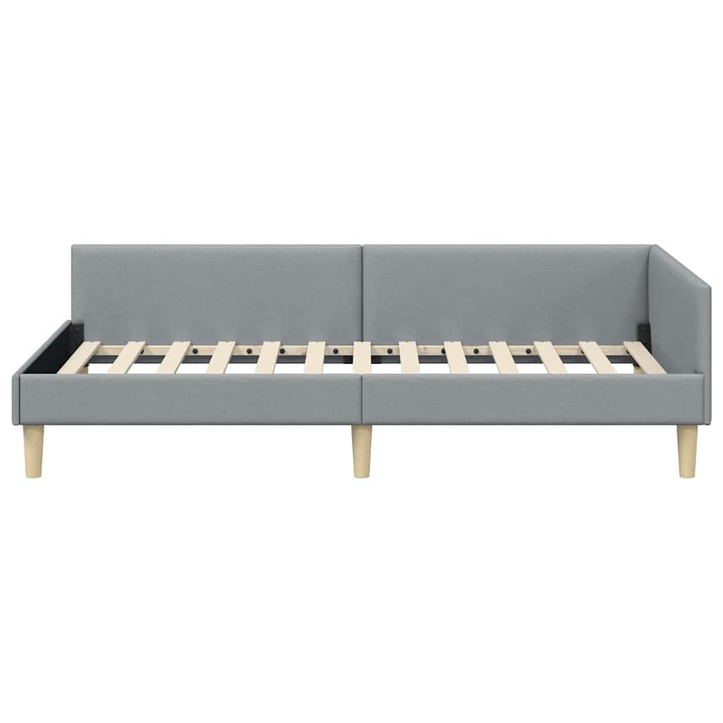 Eckbettgestell Hellgrau 90 x 200 cm Stoff