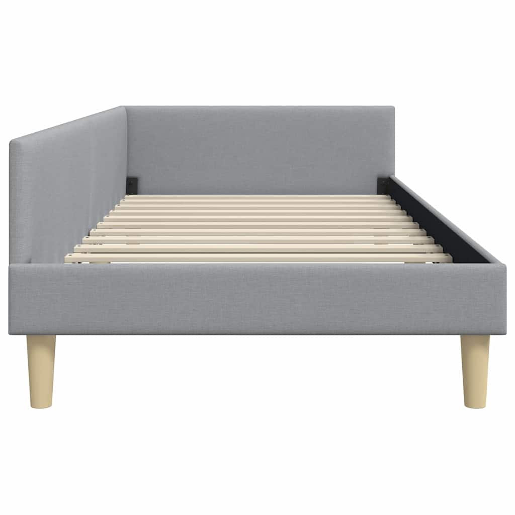 Eckbettgestell Hellgrau 100 x 200 cm Stoff