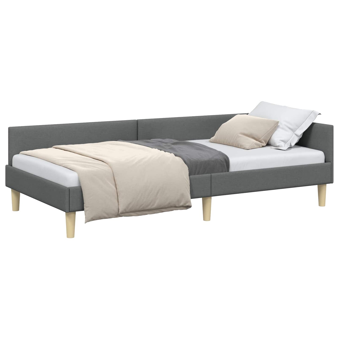Eckbettgestell Dunkelgrau 100 x 200 cm Stoff
