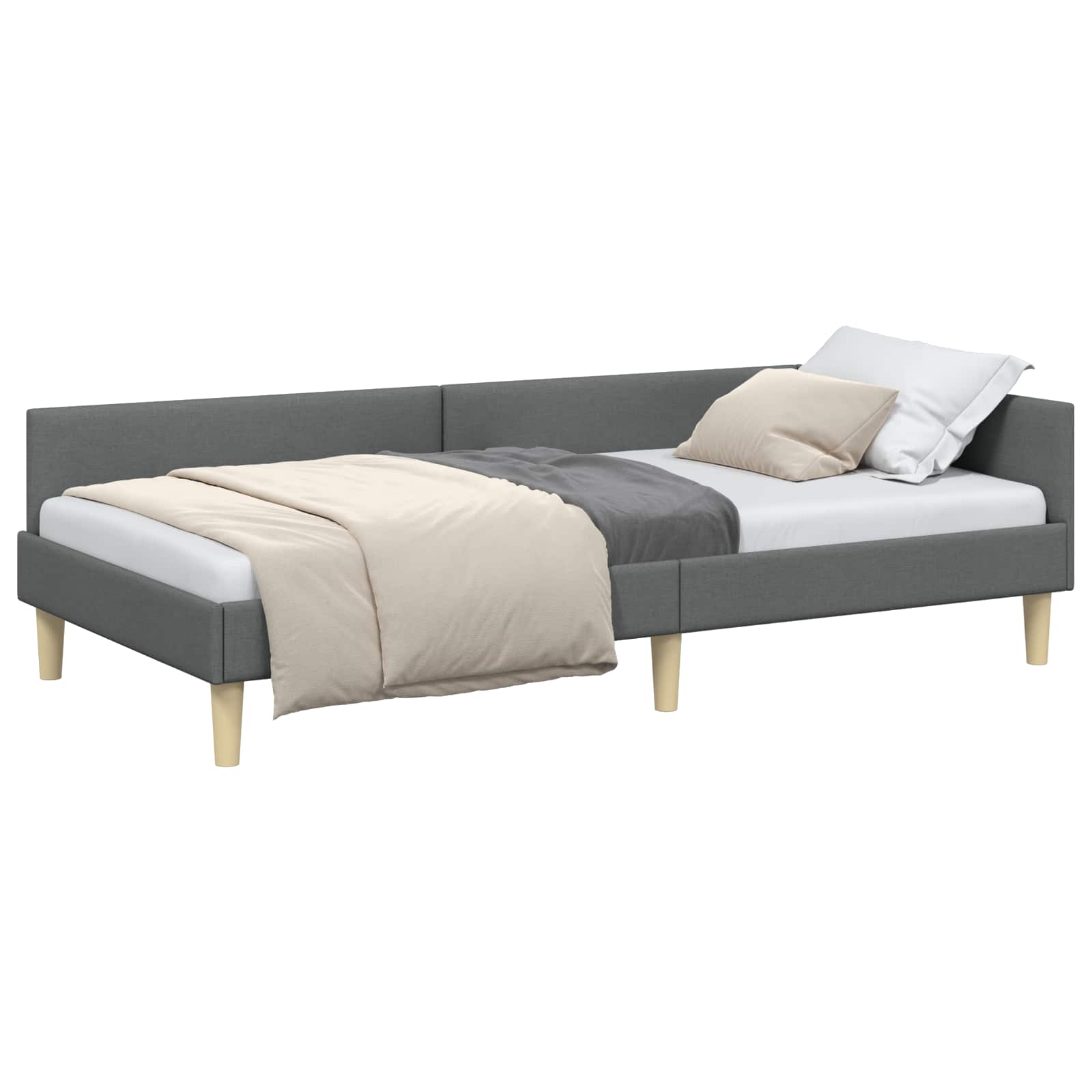 Eckbettgestell Dunkelgrau 100 x 200 cm Stoff