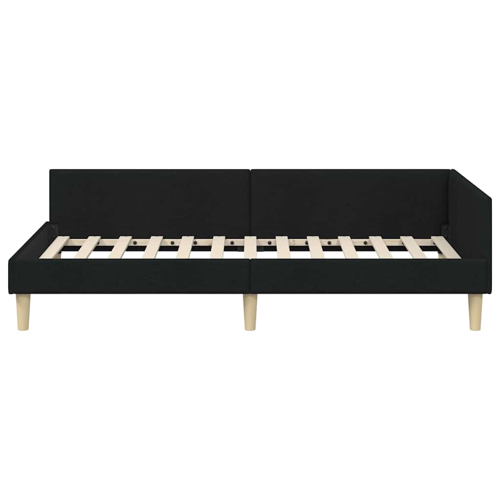 Eckbettgestell Schwarz 100 x 200 cm Stoff