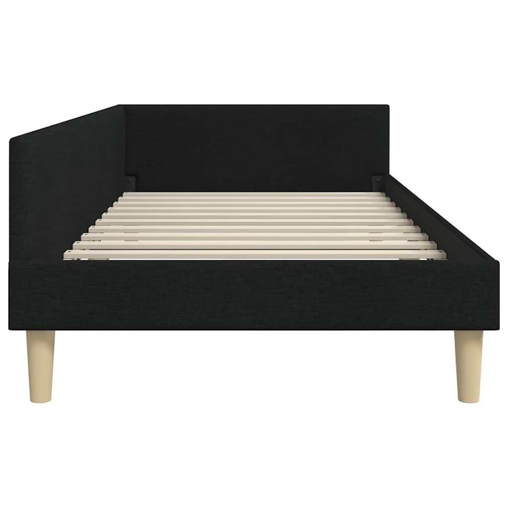 Eckbettgestell Schwarz 100 x 200 cm Stoff