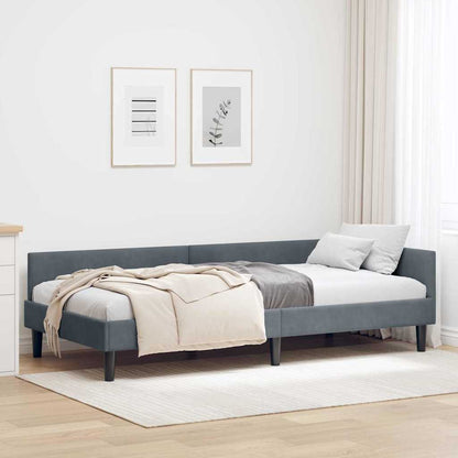 Eckbettgestell Dunkelgrau 90 x 190 cm Samt