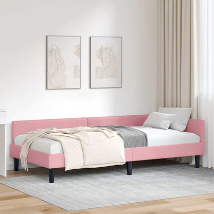 Eckbettgestell Rosa 90 x 190 cm Samt