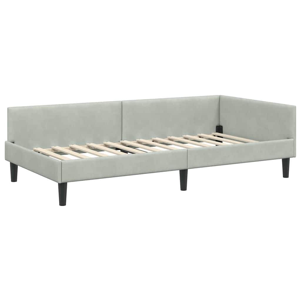 Eckbettgestell Hellgrau 90 x 200 cm Samt