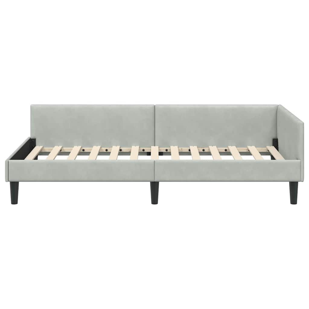 Eckbettgestell Hellgrau 90 x 200 cm Samt