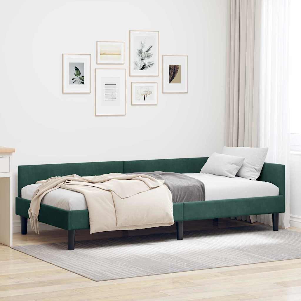 Eckbettgestell Dunkelgrün 90 x 200 cm Samt