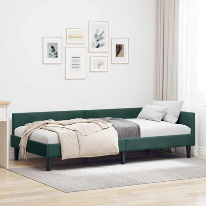 Eckbettgestell Dunkelgrün 90 x 200 cm Samt