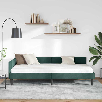 Eckbettgestell Dunkelgrün 90 x 200 cm Samt