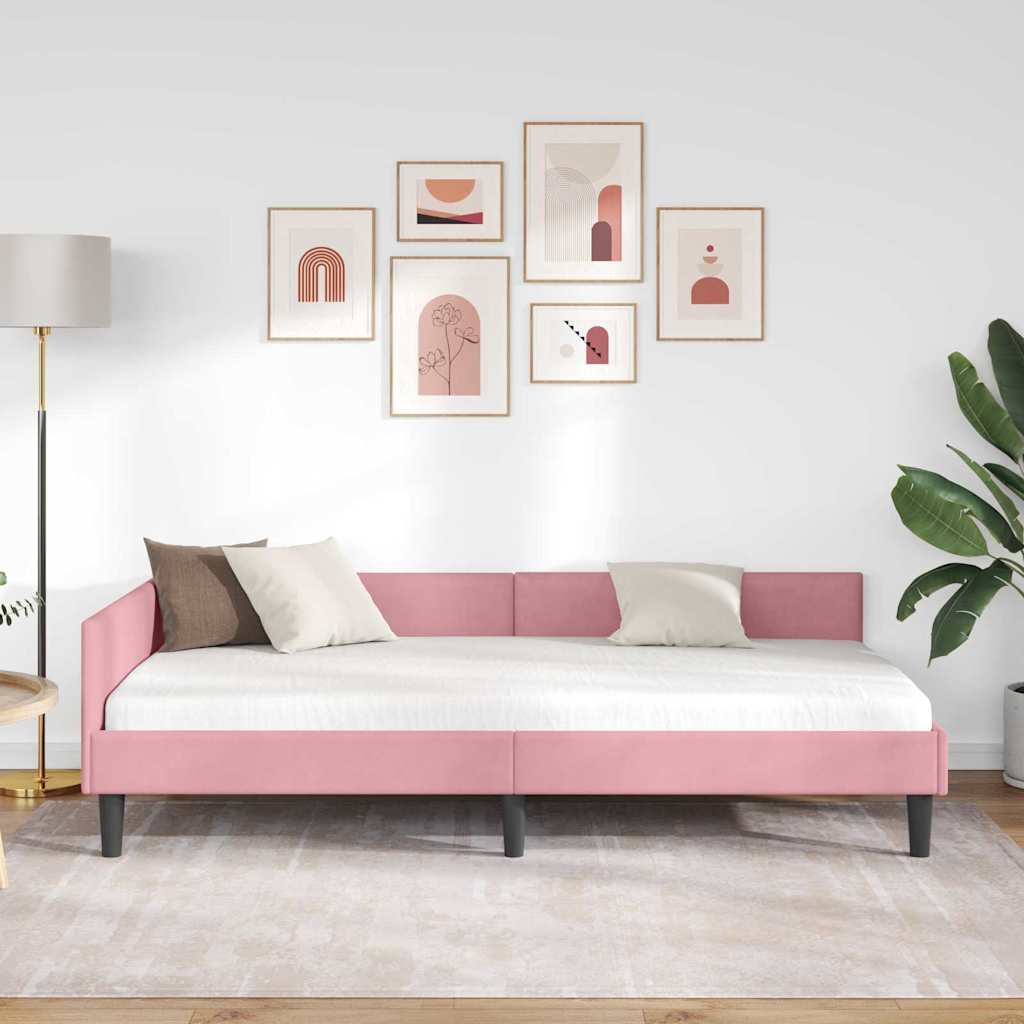Eckbettgestell Rosa 90 x 200 cm Samt
