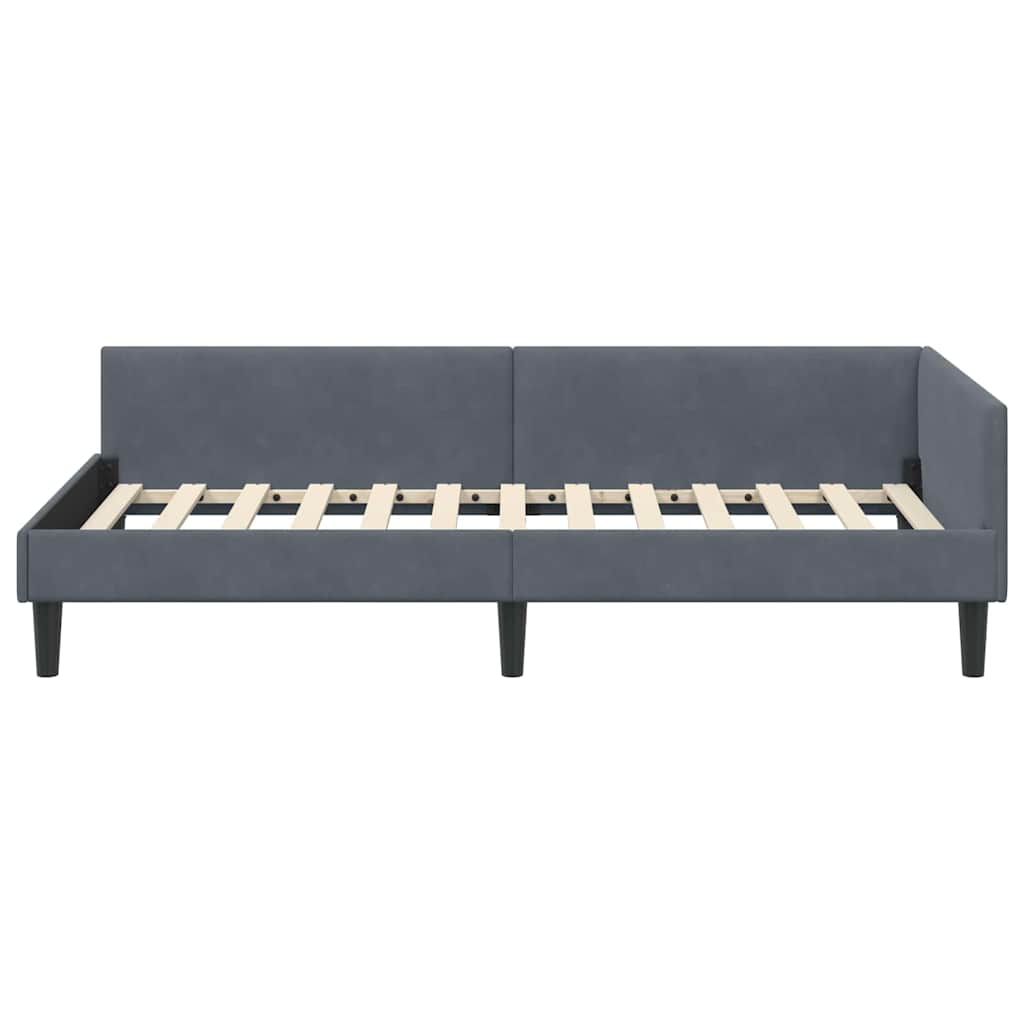 Eckbettgestell Dunkelgrau 100 x 200 cm Samt