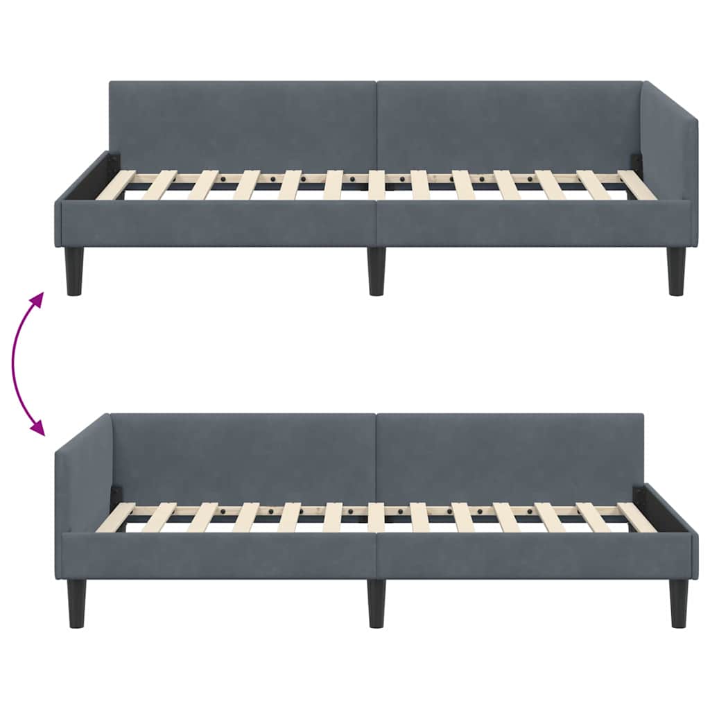 Eckbettgestell Dunkelgrau 100 x 200 cm Samt