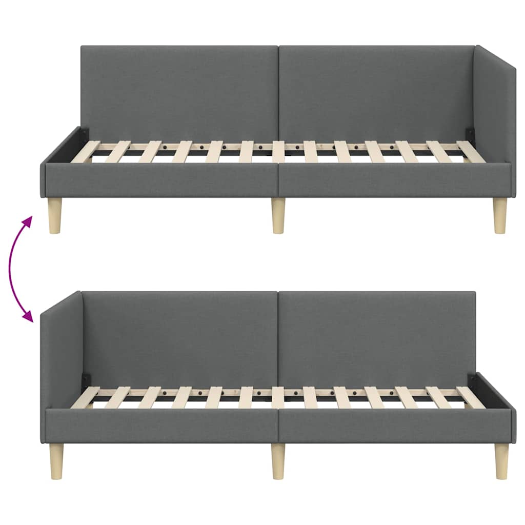 Eckbettgestell Dunkelgrau 90 cm x 200 cm Fabric and Plywood