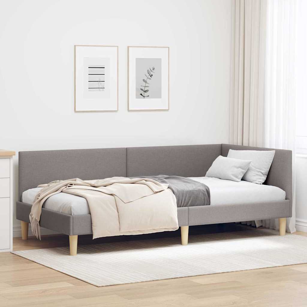 Eckbettgestell Taupe 90 x 200 cm Stoff