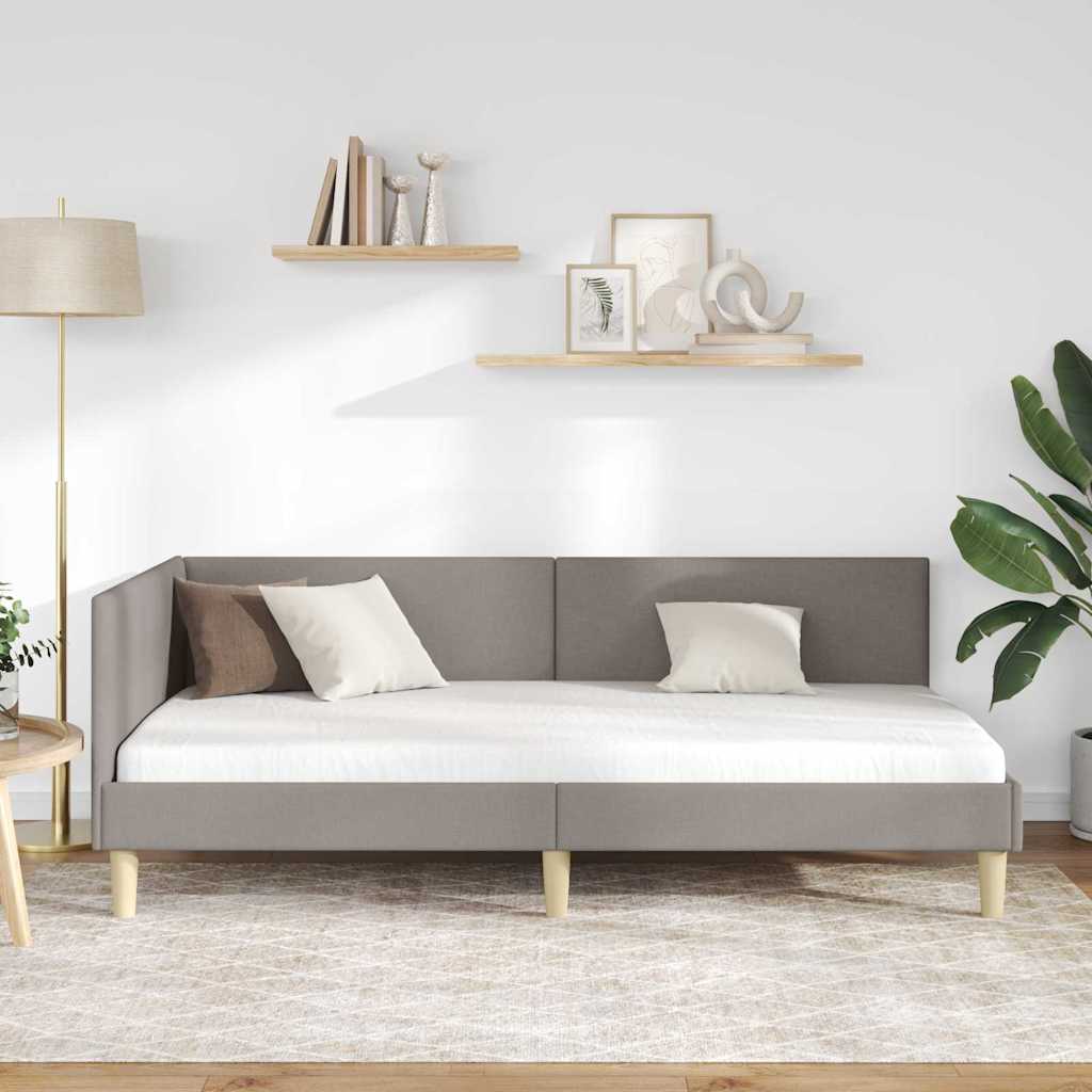 Eckbettgestell Taupe 90 x 200 cm Stoff