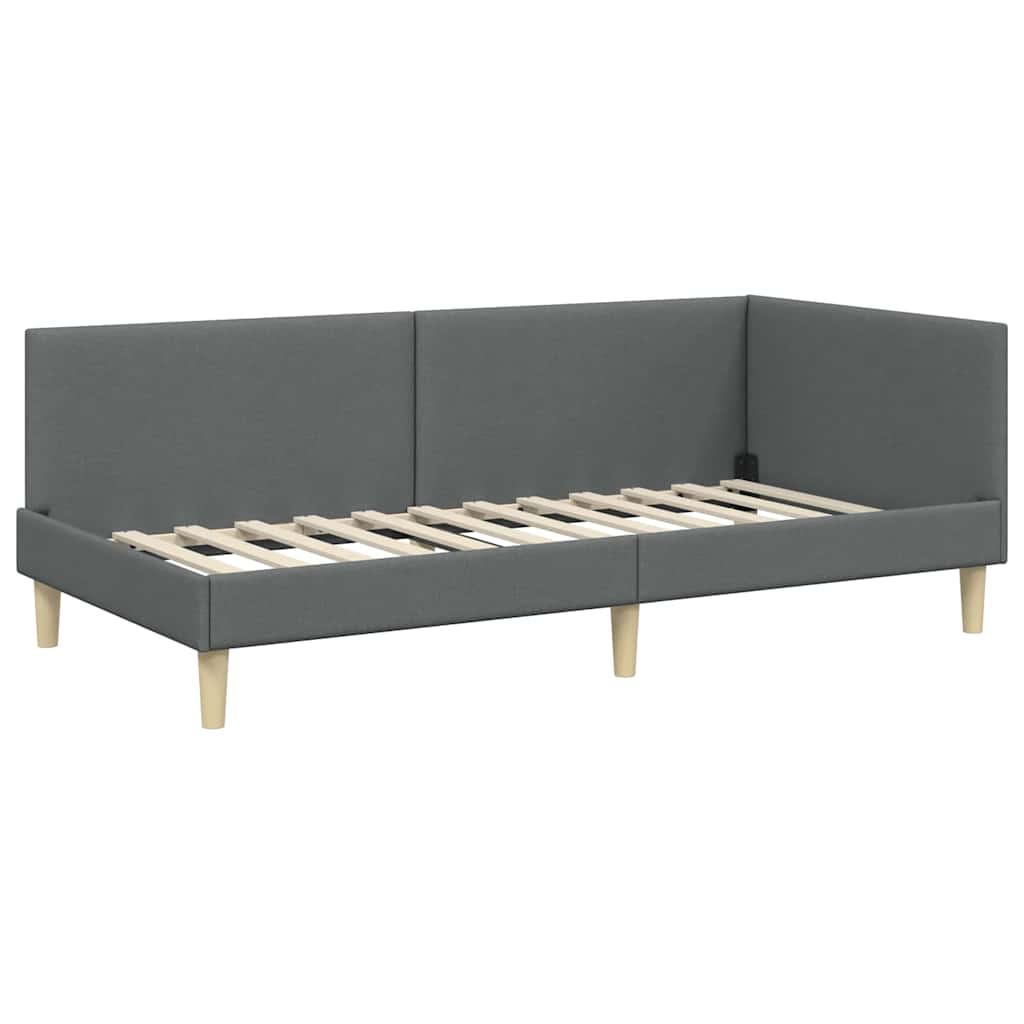 Eckbettgestell Dunkelgrau 100 x 200 cm Stoff