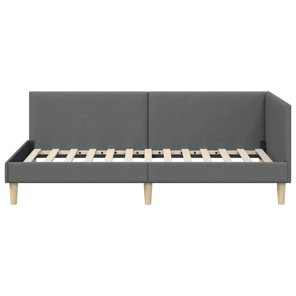 Eckbettgestell Dunkelgrau 100 x 200 cm Stoff