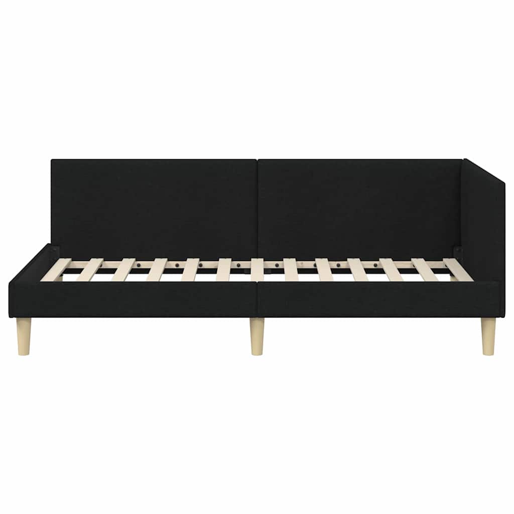 Eckbettgestell Schwarz 100 x 200 cm Stoff