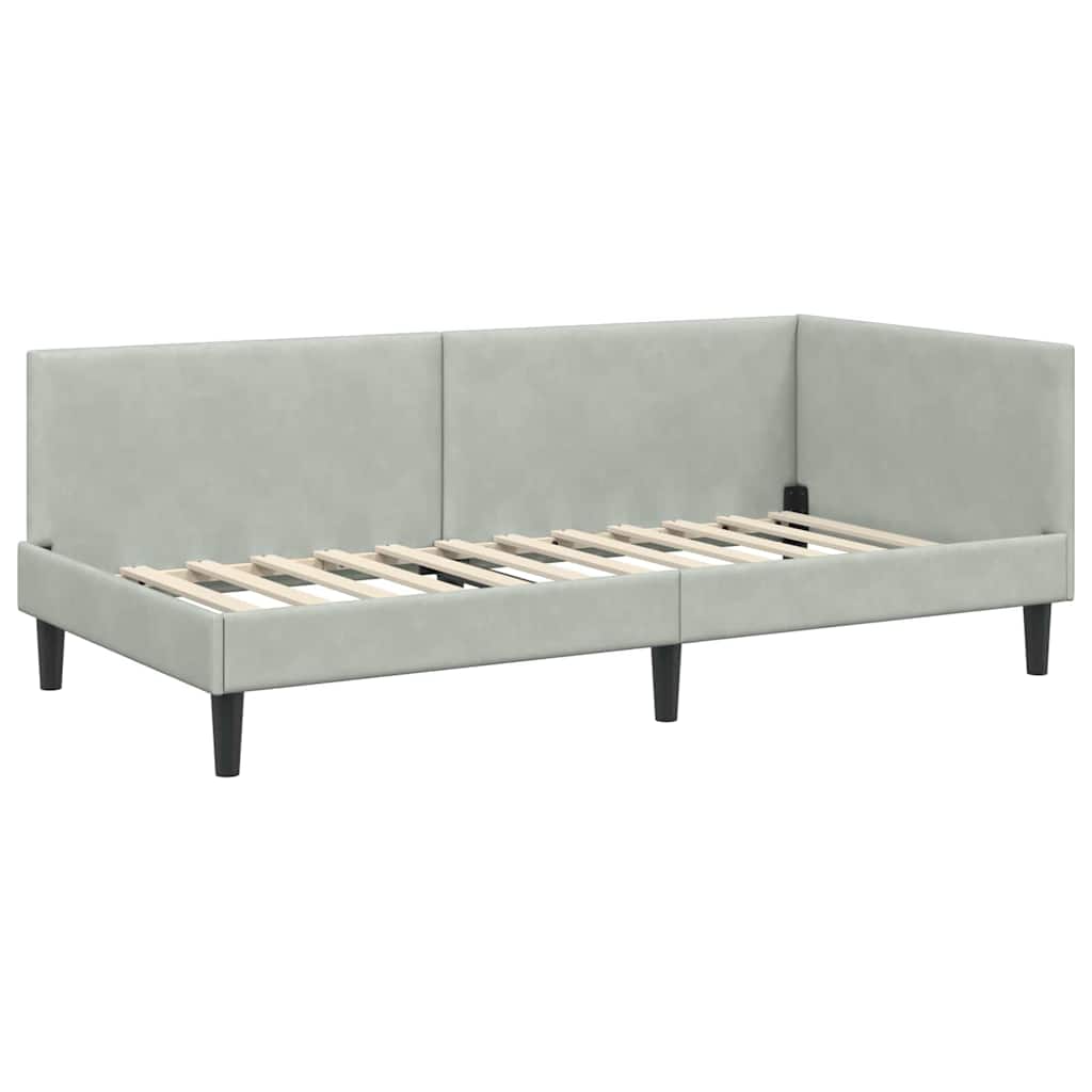 Eckbettgestell Hellgrau 90 x 200 cm Samt