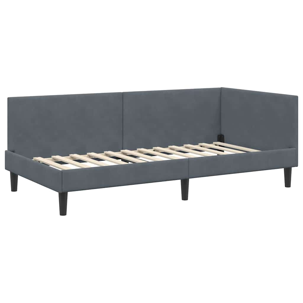Eckbettgestell Dunkelgrau 90 x 200 cm Samt