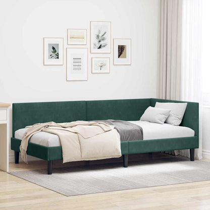 Eckbettgestell Dunkelgrün 90 x 200 cm Samt