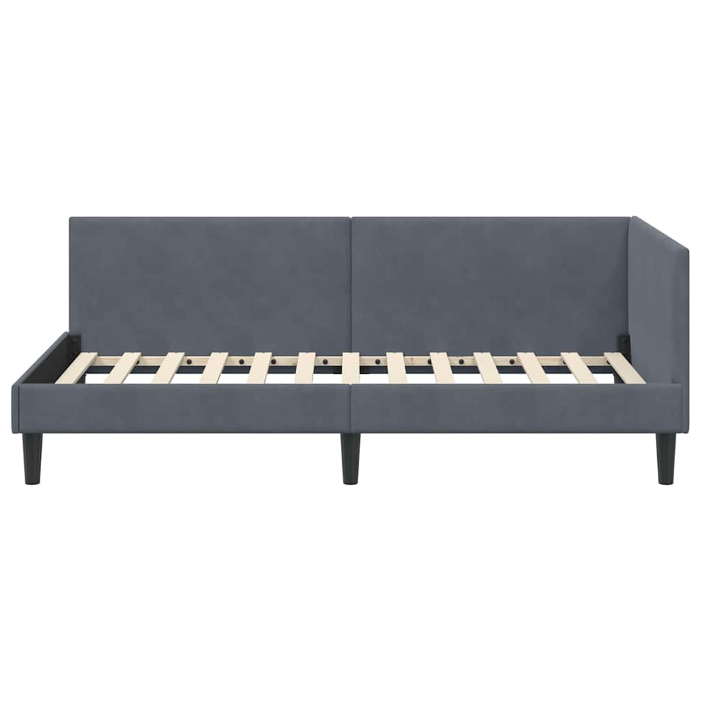 Eckbettgestell mit Kopfteil Dunkelgrau 100 cm x 200 cm Samt