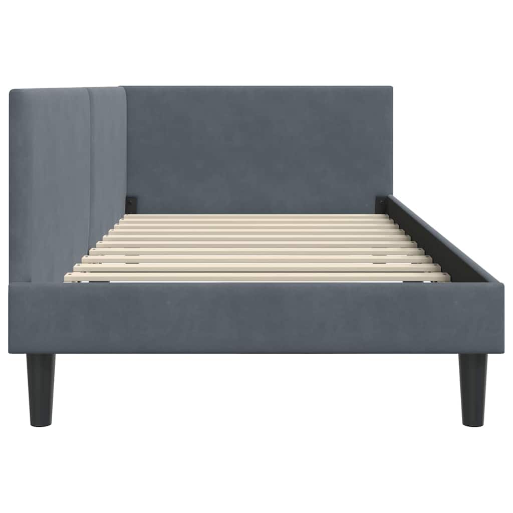 Eckbettgestell mit Kopfteil Dunkelgrau 100 cm x 200 cm Samt