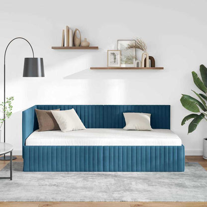 Eckbettgestell Blau 90 x 190 cm Samt