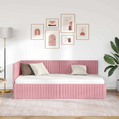 Eckbettgestell Rosa 90 x 190 cm Samt
