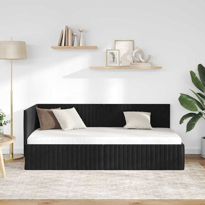 Eckbettgestell Schwarz 90 x 190 cm Samt