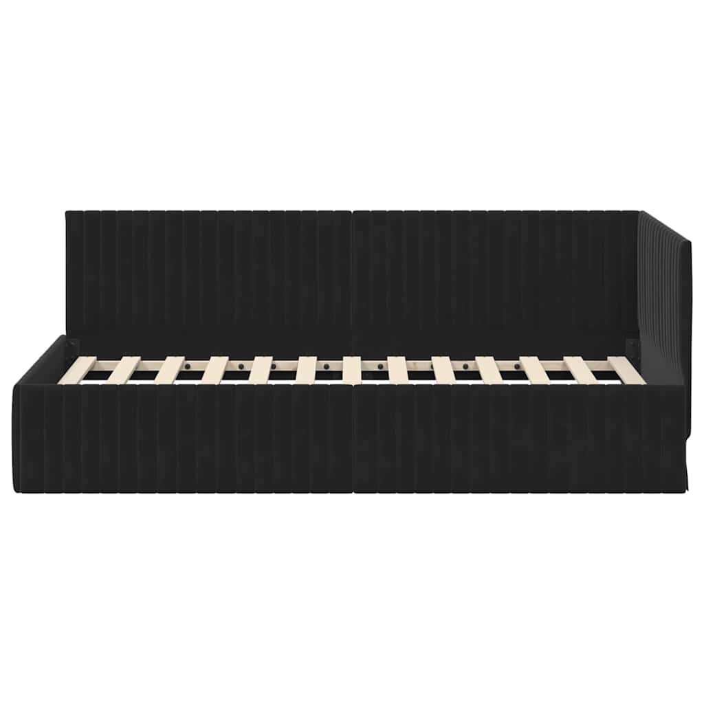 Eckbettgestell Schwarz 90 x 190 cm Samt