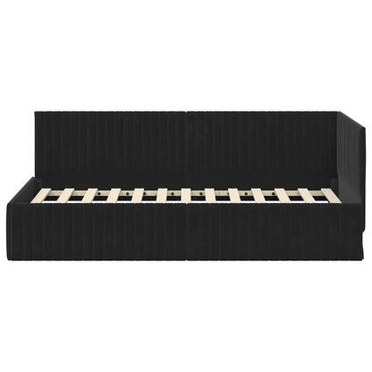 Eckbettgestell Schwarz 90 x 190 cm Samt