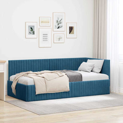 Eckbettgestell Blau 90 x 200 cm Samt