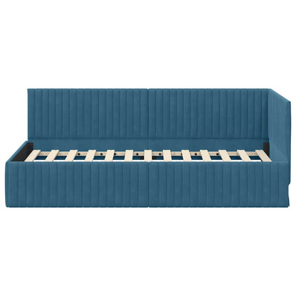 Eckbettgestell Blau 90 x 200 cm Samt