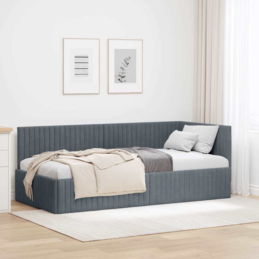 Eckbettgestell Dunkelgrau 90 x 200 cm Samt