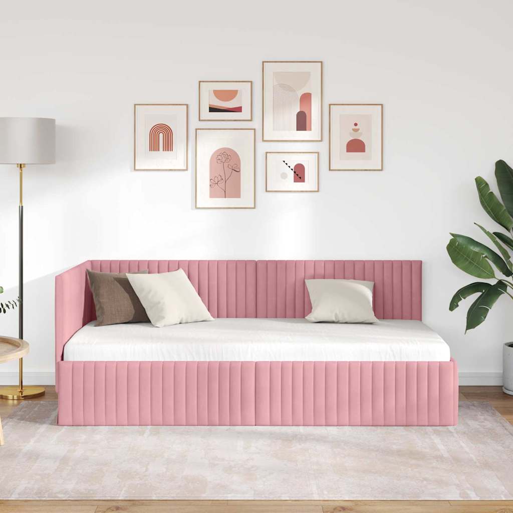 Eckbettgestell Rosa 90 x 200 cm Samt