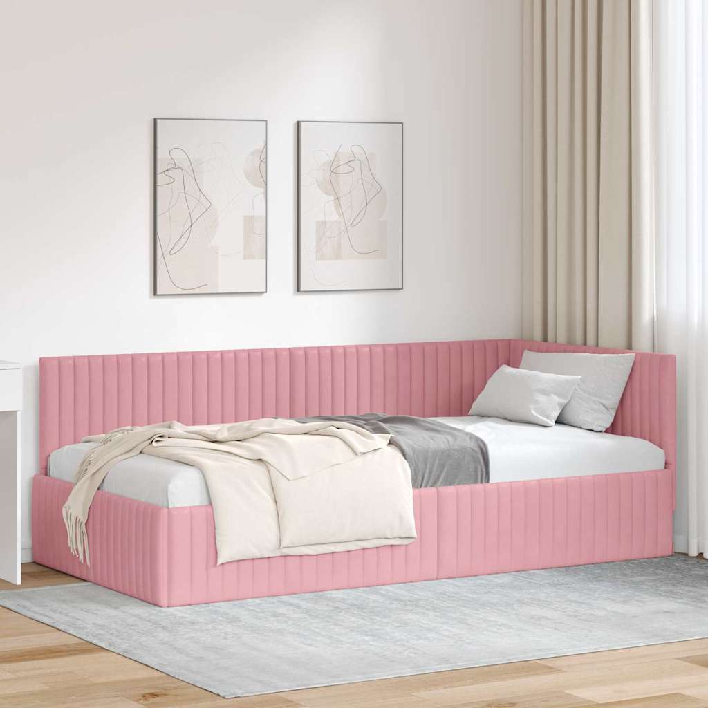 Eckbettgestell Rosa 100 x 200 cm Samt