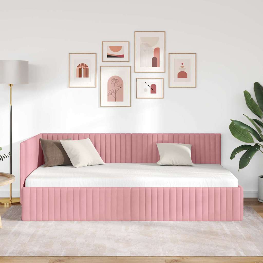Eckbettgestell Rosa 100 x 200 cm Samt