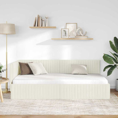 Eckbettgestell Creme 100 x 200 cm Samt