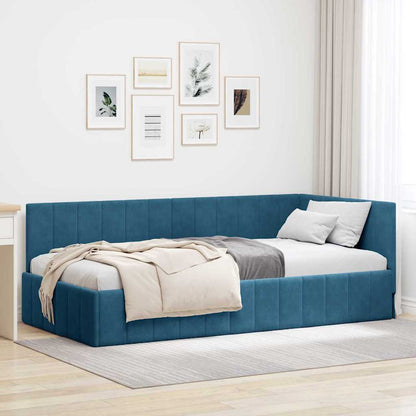 Eckbettgestell Blau 90 x 190 cm Samt