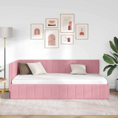 Eckbettgestell Rosa 90 x 190 cm Samt