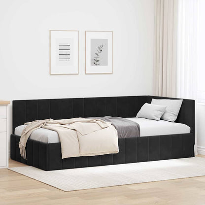Eckbettgestell Schwarz 90 x 190 cm Samt