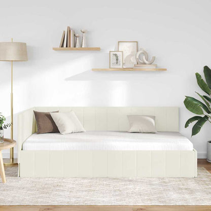 Eckbettgestell Creme 90 x 190 cm Samt