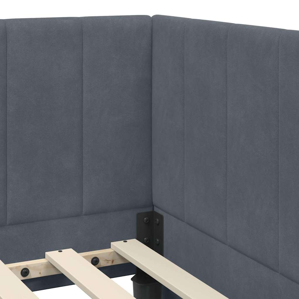 Eckbettgestell Dunkelgrau 90 x 200 cm Samt