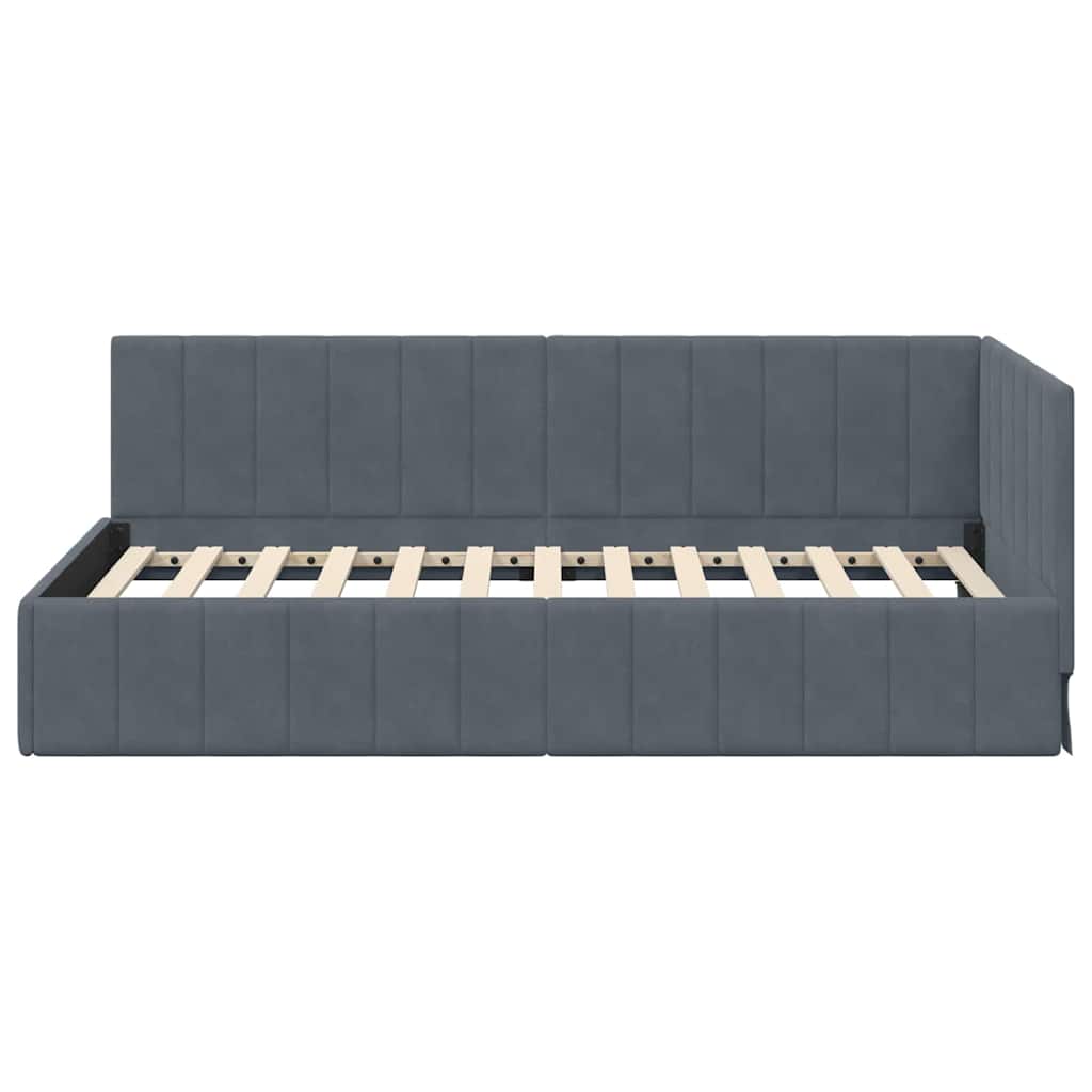 Eckbettgestell Dunkelgrau 90 x 200 cm Samt
